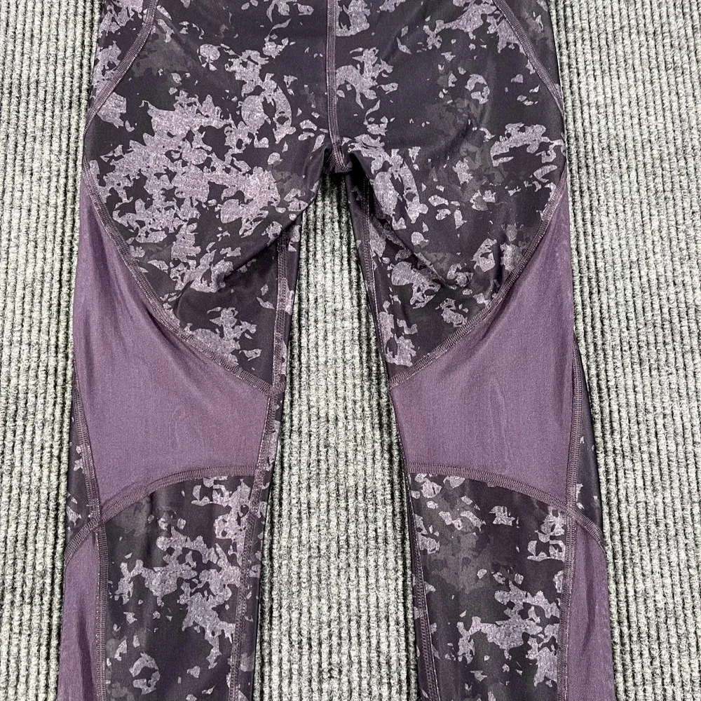 Under Armour Leggings Womens Medium Purple Compression Heat Gear Active Workout